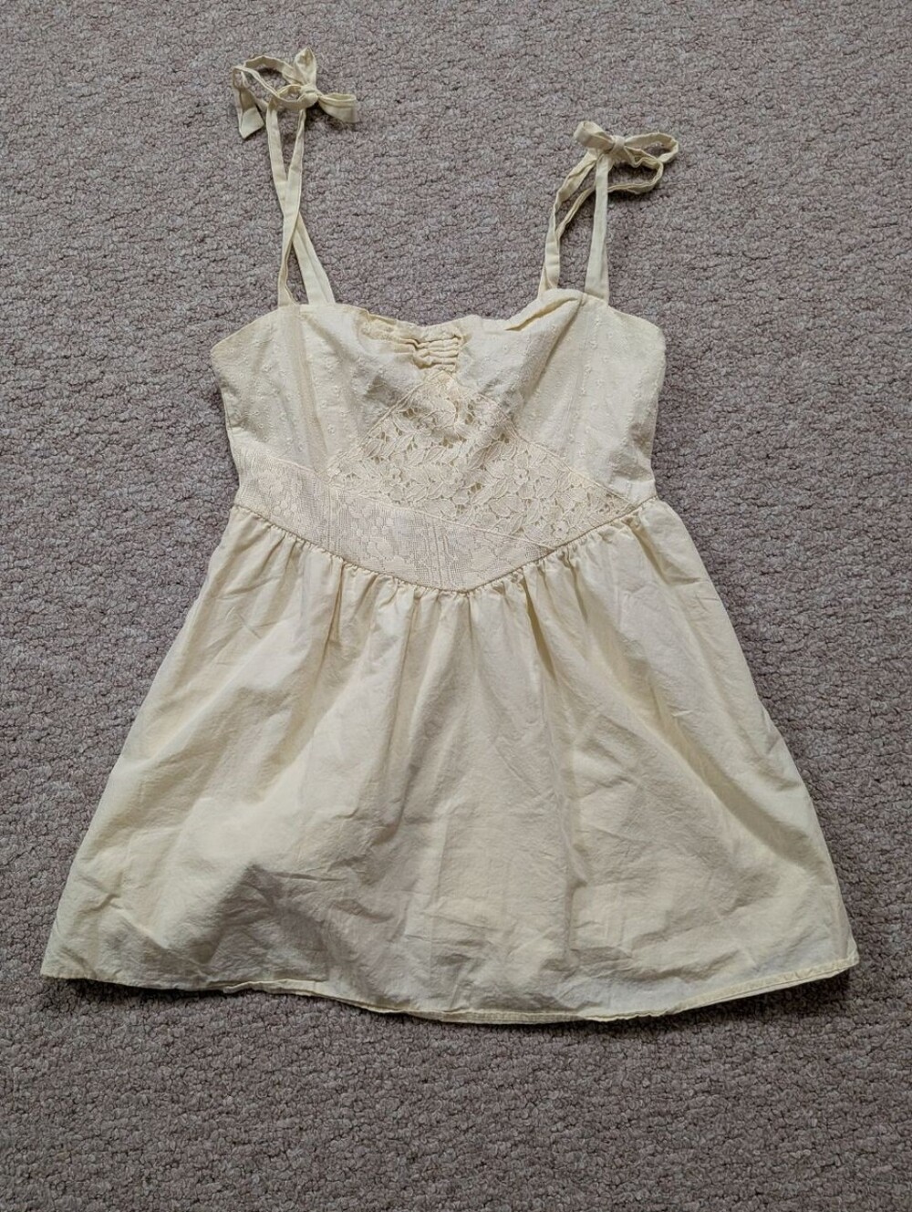 Aeropostale Pale Yellow Lace Babydoll Tank Top